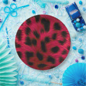 Hot Pink Leopard Print Faux ペーパープレート (パーティー)