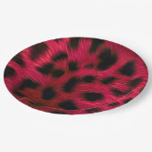 Hot Pink Leopard Print Faux ペーパープレート (アングル)