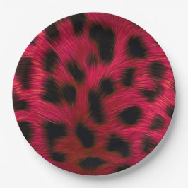 Hot Pink Leopard Print Faux ペーパープレート