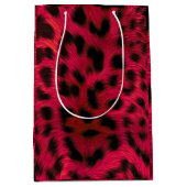 Hot Pink Leopard Print Faux ミディアムペーパーバッグ (正面)