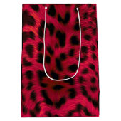 Hot Pink Leopard Print Faux ミディアムペーパーバッグ (裏面)