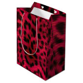 Hot Pink Leopard Print Faux ミディアムペーパーバッグ (裏面アングル)