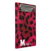 Hot Pink Leopard Print Faux ミニクリップボード (アングル)