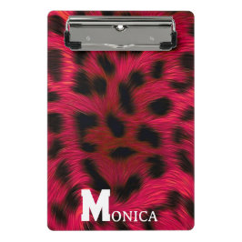 Hot Pink Leopard Print Faux ミニクリップボード