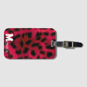 Hot Pink Leopard Print Faux ラゲッジタグ (正面横)