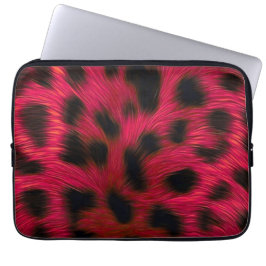 Hot Pink Leopard Print Faux ラップトップスリーブ