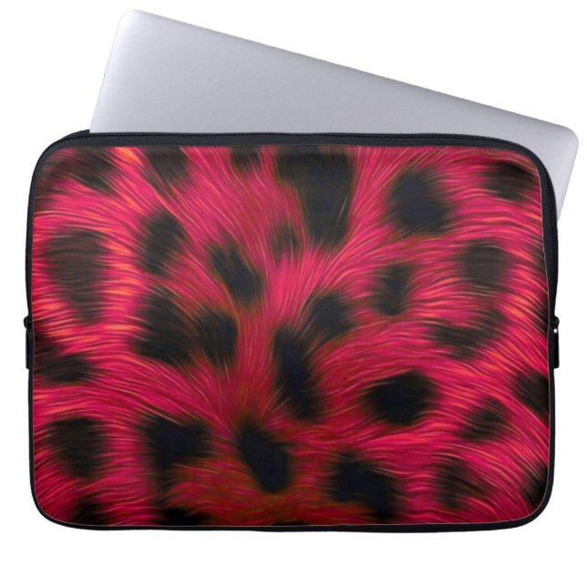 Hot Pink Leopard Print Faux  ラップトップスリーブ (正面)