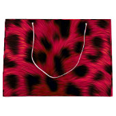 Hot Pink Leopard Print Faux ラージペーパーバッグ (正面)