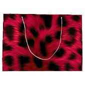 Hot Pink Leopard Print Faux ラージペーパーバッグ (裏面)