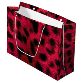 Hot Pink Leopard Print Faux ラージペーパーバッグ