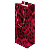 Hot Pink Leopard Print Faux ワインギフトバッグ (裏面アングル)