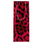 Hot Pink Leopard Print Faux ワインギフトバッグ (裏面)