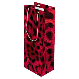 Hot Pink Leopard Print Faux ワインギフトバッグ