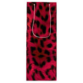 Hot Pink Leopard Print Faux ワインギフトバッグ (正面)