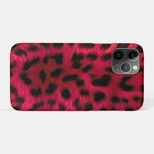 Hot Pink Leopard Print Faux  Case-Mate iPhoneケース (裏面(横))