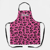 Hot pink leopard print kitchen apron for women エプロン (正面)
