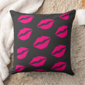 Hot Pink Lips Pattern Graphic pillow クッション (ブランケット)
