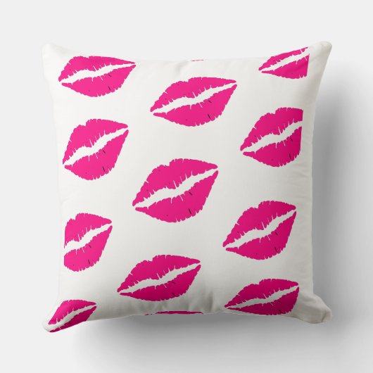 Hot Pink Lips Pattern Graphic pillow クッション (裏面)