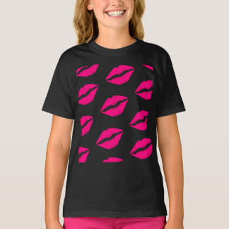 Hot Pink Lips Pattern Graphic T-Shirt Tシャツ