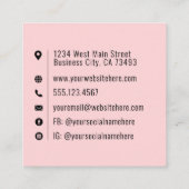 Hot Pink Logo Professional Minimalist スクエア名刺 (裏面)