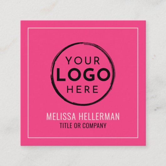 Hot Pink Logo Professional Minimalist スクエア名刺 (正面)