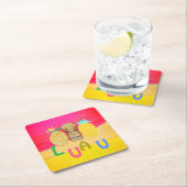 Hot Pink Luau スクエアペーパーコースター (インサイチュ)