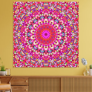 Hot Pink Mandala – Premium Wrapped Canvas Radiance キャンバスプリント