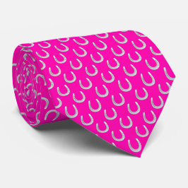 Hot Pink Micro Horseshoe Print Derby Necktie ネクタイ