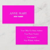 Hot Pink Modern Bold Bright Colorful Simple 2025 名刺 (正面/裏面)