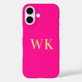Hot Pink Modern Monogram Initials iPhone 16ケース