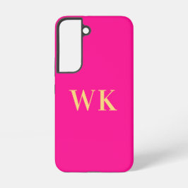 Hot Pink Modern Monogram Initials Samsung Galaxy S22ケース