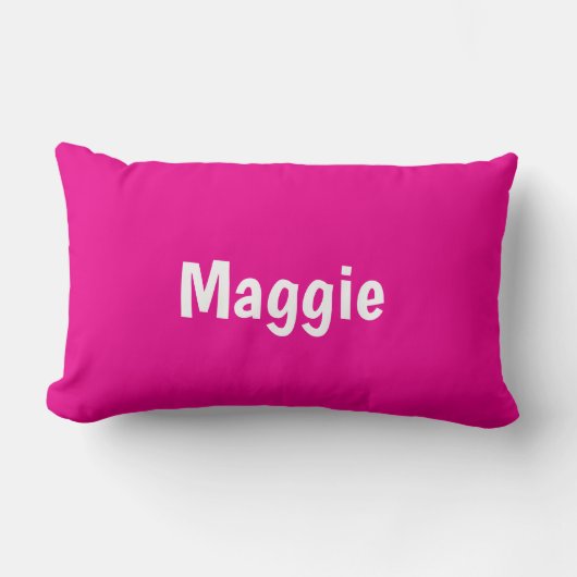 Hot Pink Modern Personalized Name ランバークッション (正面)