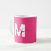 Hot Pink Monogram コーヒーマグカップ (正面左)