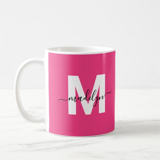 Hot Pink Monogram コーヒーマグカップ (左)