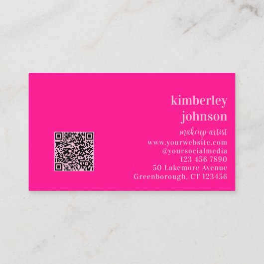 Hot Pink Monogram Makeup Artist 名刺 (裏面)