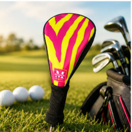 Hot Pink Neon Yellow Zebra Stripe Bold Y2K  ゴルフヘッドカバー
