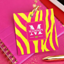 Hot Pink Neon Yellow Zebra Stripe Bold Y2K  フェイバータグ