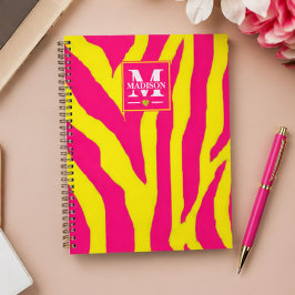 Hot Pink Neon Yellow Zebra Stripe Bold Y2K  プランナー手帳