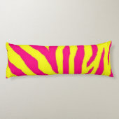 Hot Pink Neon Yellow Zebra Stripe Bold Y2K  ボディピロー (裏面)
