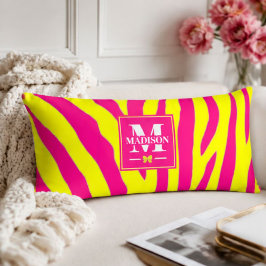 Hot Pink Neon Yellow Zebra Stripe Bold Y2K  ボディピロー
