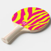 Hot Pink Neon Yellow Zebra Stripe Bold Y2K  卓球ラケット (正面アングル)