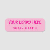 Hot Pink One Line Business Logo 名札 (正面)