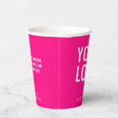 Hot Pink Paper Cups Custom Business Logo 8 oz 紙コップ (右)