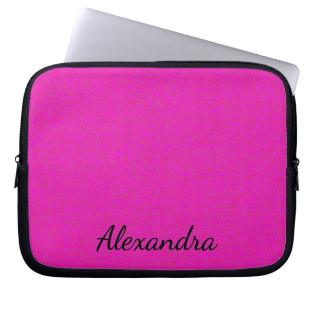 Hot Pink Personalized  Laptop Sleeve ラップトップスリーブ (正面)