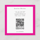 Hot Pink Photo Hair Stylist QR Socials Square スクエア名刺 (裏面)