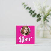 Hot Pink Photo Hair Stylist QR Socials Square スクエア名刺 (スタンド正面)
