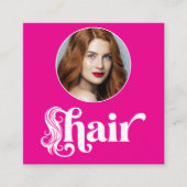 Hot Pink Photo Hair Stylist QR Socials Square スクエア名刺 (正面)