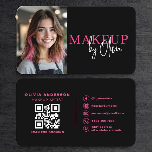 Hot Pink Photo Makeup Artist QR Code 名刺