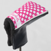 Hot Pink polka dot golf head cover custom name ゴルフヘッドカバー (3/4 正面)