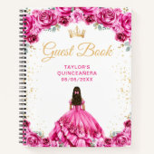 Hot Pink Princess Quinceañera Guest Book ノートブック (正面)